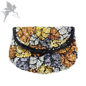 VINTAGE Sequin Leaf Pouch